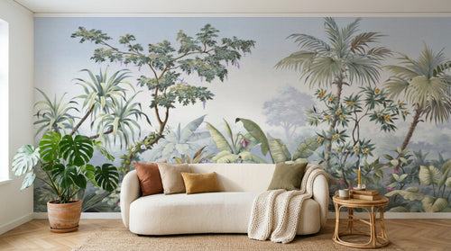 Design L0652 — Papier peint Paysage tropical jungle aquarelle douce — Novomur