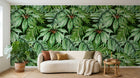 Design L0697 — Papier peint Pattern feuilles palmees vert dense — Novomur