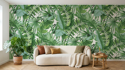 Design L0943 — Papier peint Pattern palmes vert vif repete — Novomur