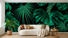 Design L0944 — Papier peint Monstera vert emeraude fond noir — Novomur
