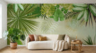 Design L1010 — Papier peint Encadrement feuillage tropical fond beige — Novomur