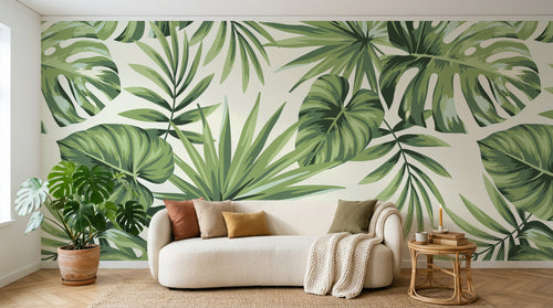 Design SD0468 — Papier peint Palmier Tropical Vert - Collection 4 — Novomur
