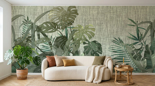 Design SK0055 — Papier peint Palmier Tropical Vert - Collection 2 — Novomur
