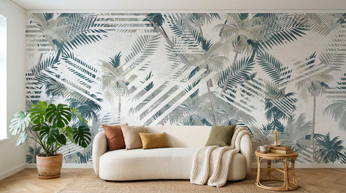 Design SK0101 — Papier peint Palmier Tropical Vert - Collection 4 — Novomur