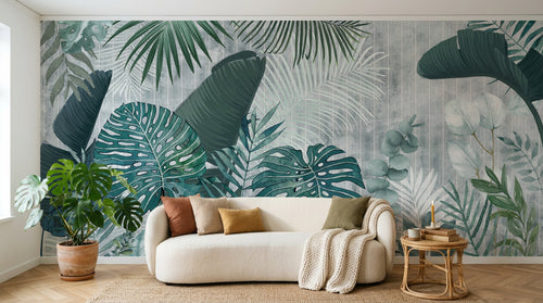 Design SK0158 — Papier peint Palmier Tropical Vert - Collection 1 — Novomur
