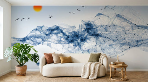 Design SK0162 — Papier peint Asie Encre Bleue — Novomur