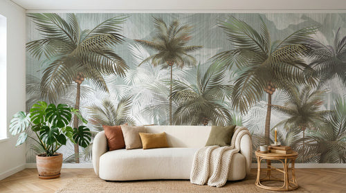 Design SK0694 — Papier peint Palmier Tropical Vintage Sépia — Novomur