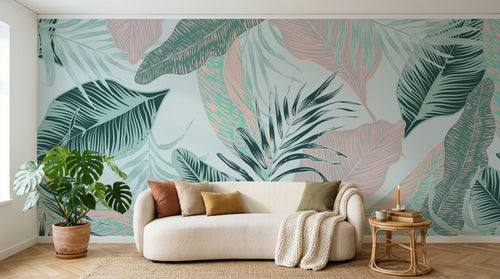 Design SK0817 — Papier peint Palmier Tropical Vert - Collection 2 — Novomur