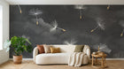 Design SL0115 — Papier peint Pissenlits aigrettes fond gris fonce — Novomur