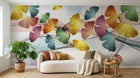 Design SL0212 — Papier peint Ginkgo multicolore lignes fluides — Novomur