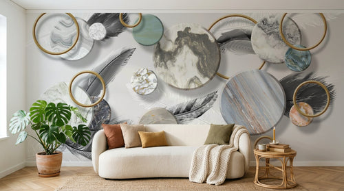 Design SL0232 — Papier peint Art Déco Éventails et Or - Collection 2 — Novomur