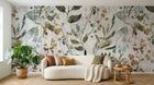 Design SL0235 — Papier peint Feuilles botaniques aquarelle vert beige — Novomur