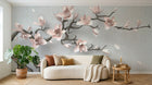 Design SL0283 — Papier peint Magnolia rose pale 3D relief gris — Novomur