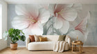 Design SL0298 — Papier peint Amaryllis blanc rose 3D relief gris — Novomur
