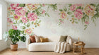 Design SL0349 — Papier peint Cascade pivoines roses feuillage vintage — Novomur