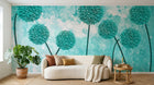 Design SL0350 — Papier peint Pissenlits turquoise fond grunge — Novomur