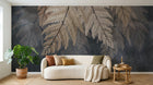 Design SL0583 — Papier peint Fougeres dorees fond gris brumeux luxe — Novomur