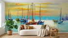 Design SL0622 — Papier peint Voiliers mer coucher soleil peinture — Novomur