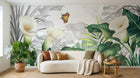 Design SL0662 — Papier peint Calla blanches feuillage tropical papillons — Novomur