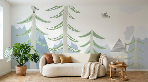 Design SL0840 — Papier peint Forêt Pins et Sapins - Collection 3 — Novomur