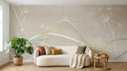 Design ZX0484 — Papier peint Pissenlits lignes ondulantes beige — Novomur