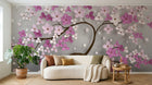 Design ZX0510 — Papier peint Fleurs roses violettes 3D arbre luxe — Novomur