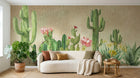 Design ZX0531 — Papier peint Cactus fleurs roses dunes desertiques — Novomur