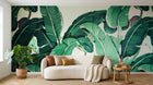 Design ZX0595 — Papier peint Bananier vert vif fond creme — Novomur