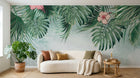 Design ZX0680 — Papier peint Monstera palmes hibiscus pastel — Novomur