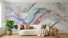 Design ZX0776 — Papier peint Plumes vagues multicolores beige aerien — Novomur