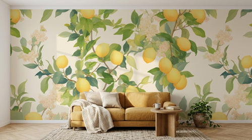 Papier peint Fruits Agrumes Beige - Sur mesure - Design A0178