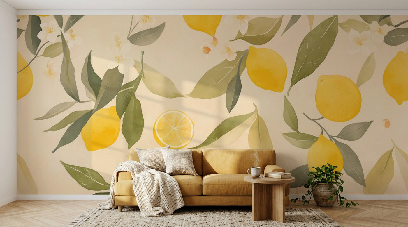 Papier peint Fruits Agrumes Beige - Sur mesure - Design A0180