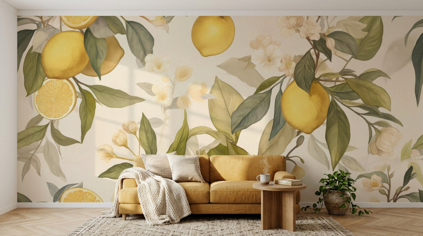 Papier peint Fruits Agrumes Beige - Sur mesure - Design A0745