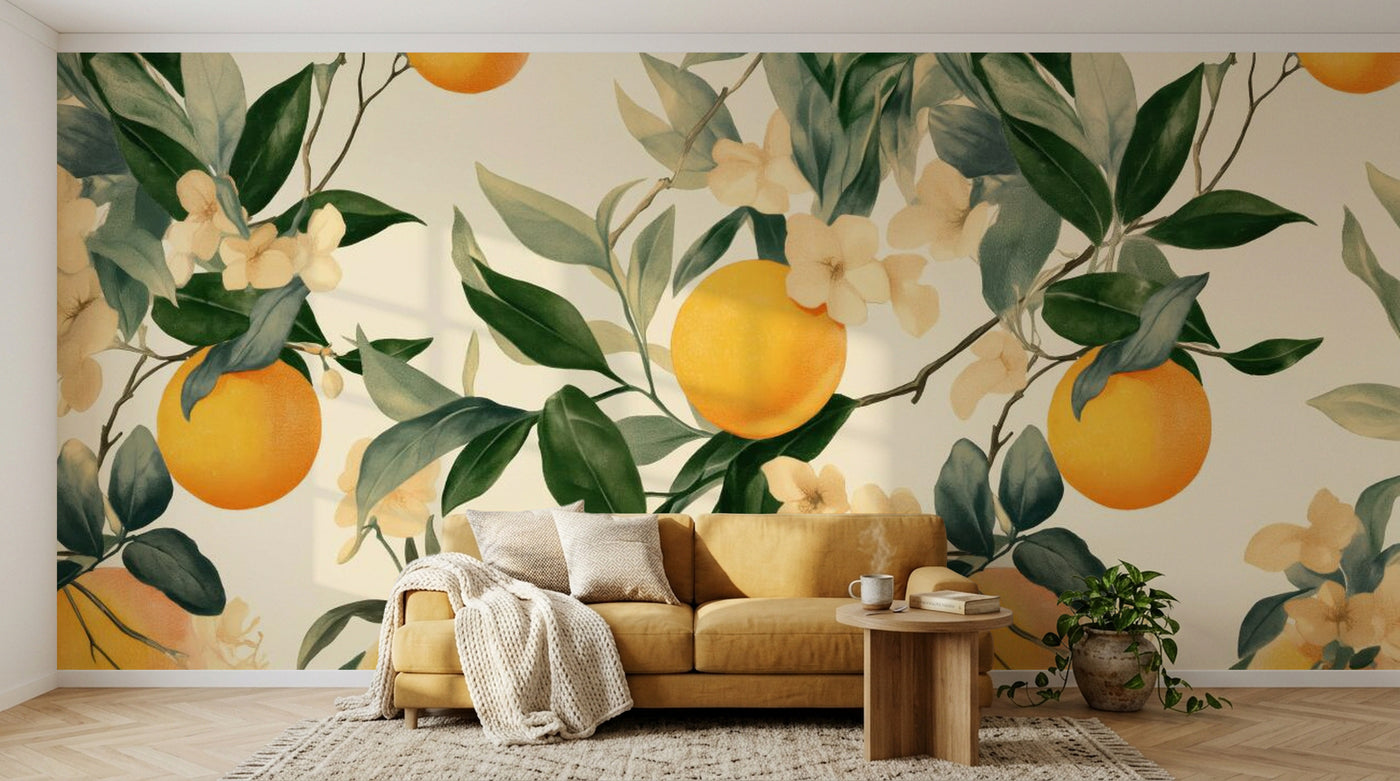 Papier peint Fruits Agrumes Beige - Sur mesure - Design A0746