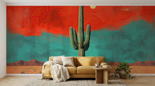 Design A0775 — Papier peint Paysage Désert et Cactus — Novomur