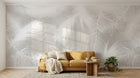 Design SL0279 — Papier peint Plumes blanches duveteuses fond gris — Novomur