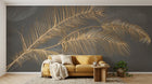 Design SL0446 — Papier peint Plumes palmes dorees fond gris luxe — Novomur