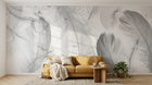 Design SL0706 — Papier peint Plumes blanches transparentes marbre — Novomur