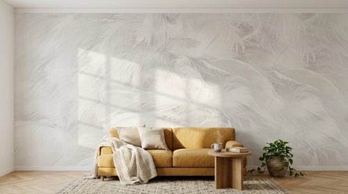 Design ZX0684 — Papier peint Plumes blanches duveteuses zen — Novomur