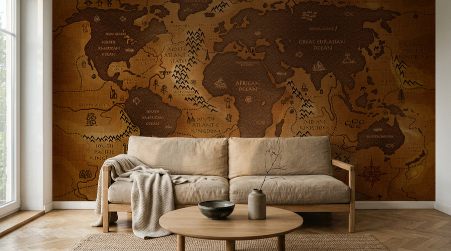 Design E0133 — Papier peint Carte du Monde — Novomur