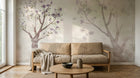 Design FC176 — Papier peint Arbres en fleurs violettes pastel doux — Novomur