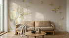 Design FC198 — Papier peint Tulipes dorees papillons fond beige — Novomur