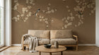 Design FC280 — Papier peint Prunier oiseaux fond taupe chinoiserie — Novomur