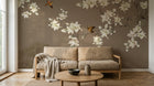 Design FC637 — Papier peint Magnolias blancs et oiseaux fond beige — Novomur