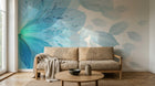 Design L0354 — Papier peint Grande fleur bleue eclatee turquoise — Novomur