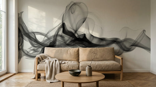Design L0370 — Papier peint Fumee noire tourbillonnante abstrait — Novomur
