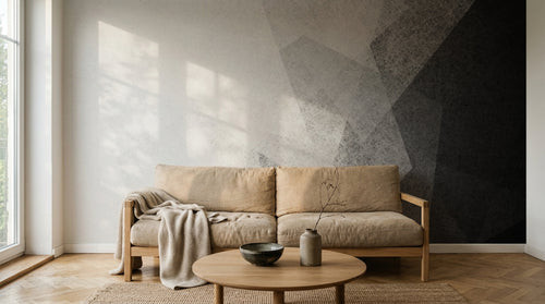 Design L0378 — Papier peint Triangles abstraits gris noir grunge — Novomur