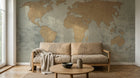 Design L0615 — Papier peint Carte monde vintage marron fond texture — Novomur