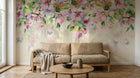 Design SL0106 — Papier peint Cascade cerisier rose pastel papillons — Novomur