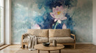 Design SL0187 — Papier peint Lotus aquarelle splash bleu vert — Novomur